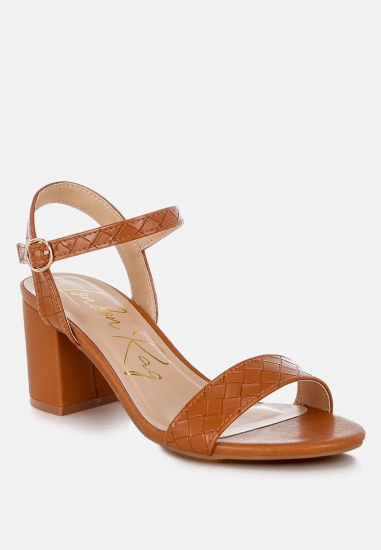 Poiret Woven Strap Block Heel Sandals