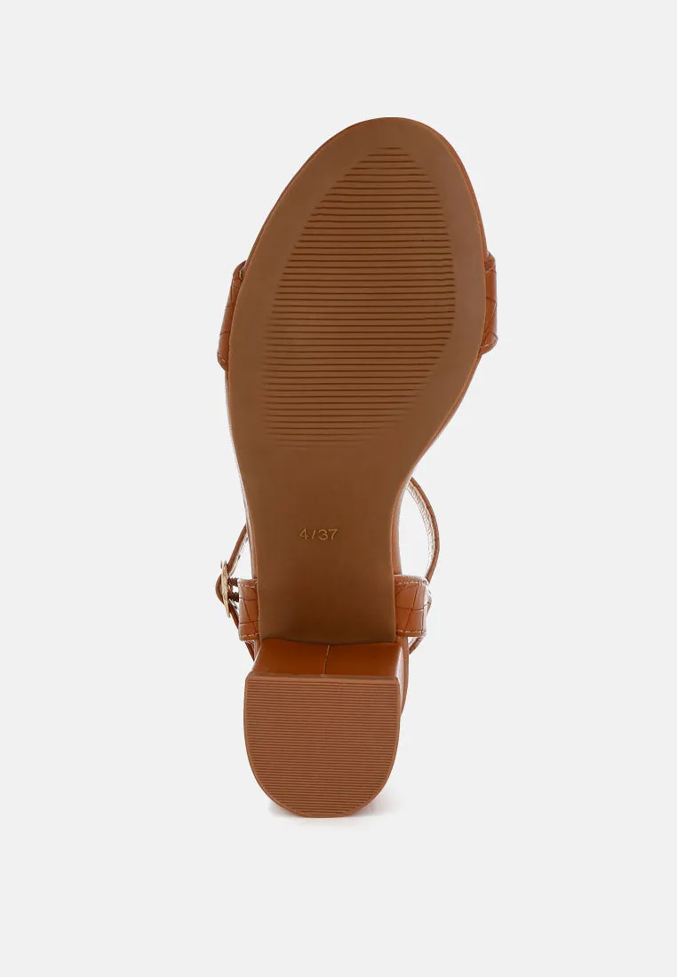 Poiret Woven Strap Block Heel Sandals