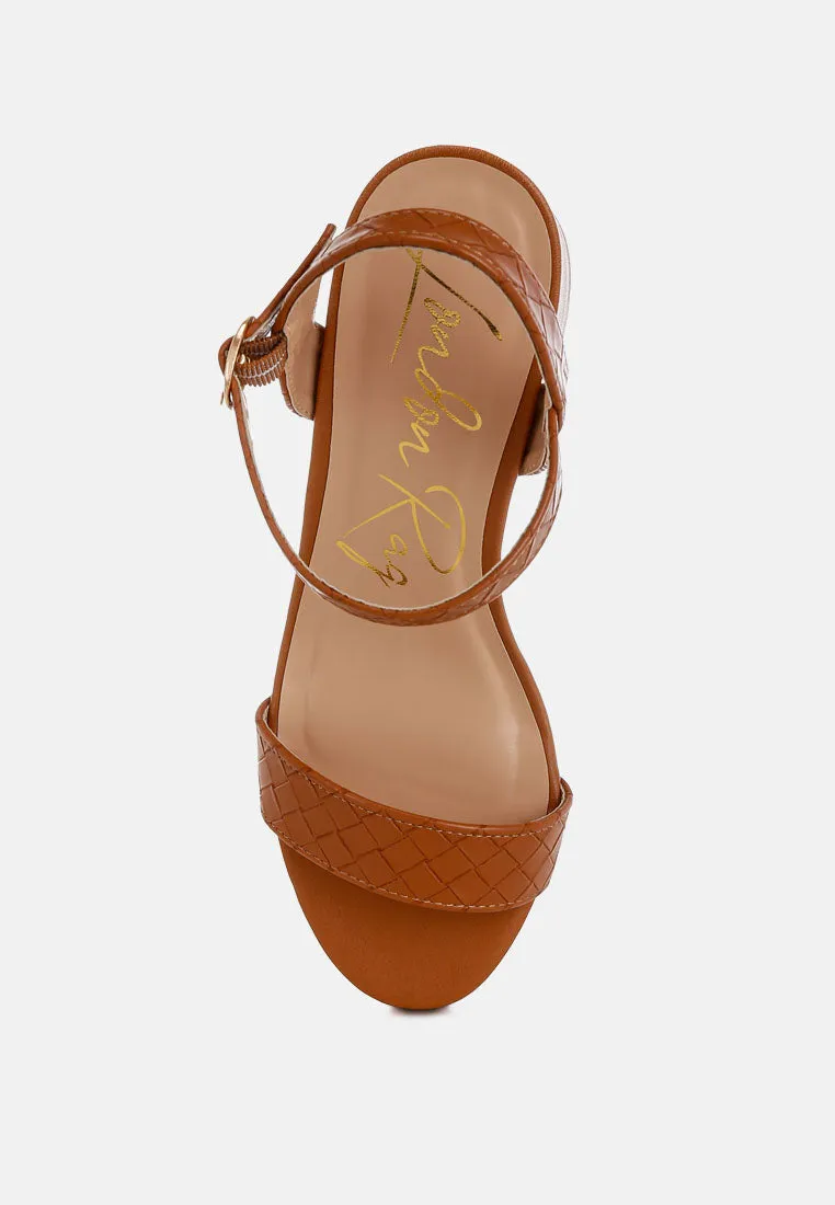 Poiret Woven Strap Block Heel Sandals