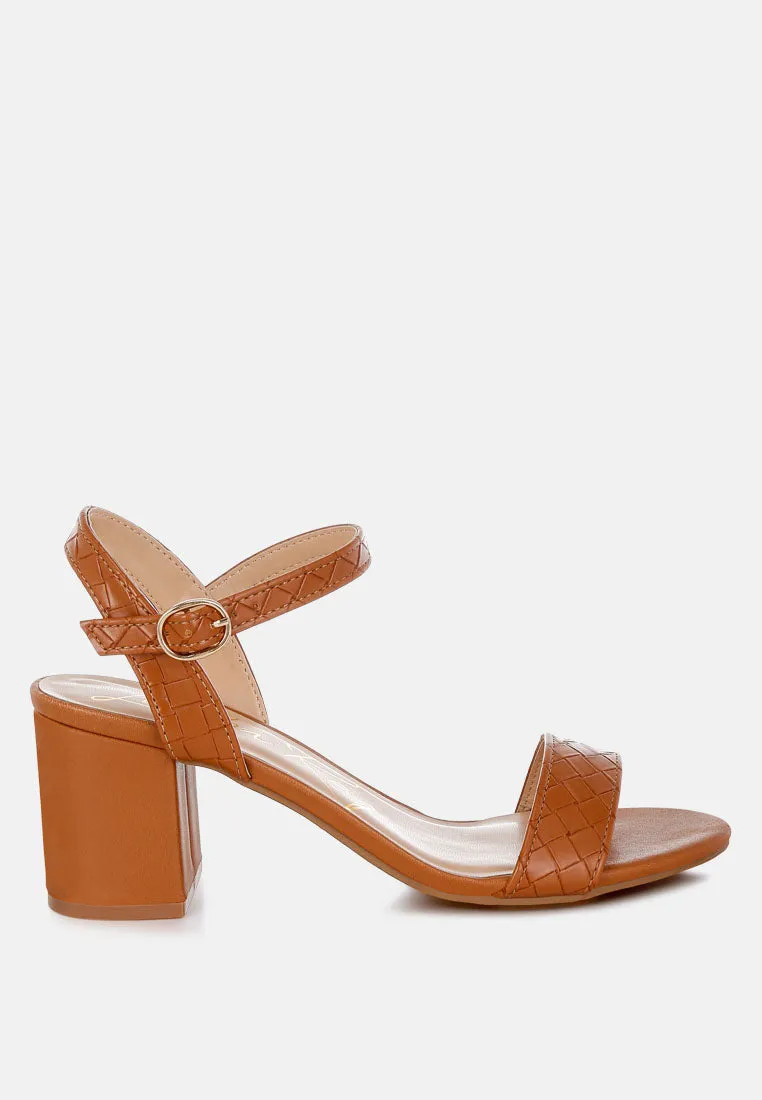 Poiret Woven Strap Block Heel Sandals