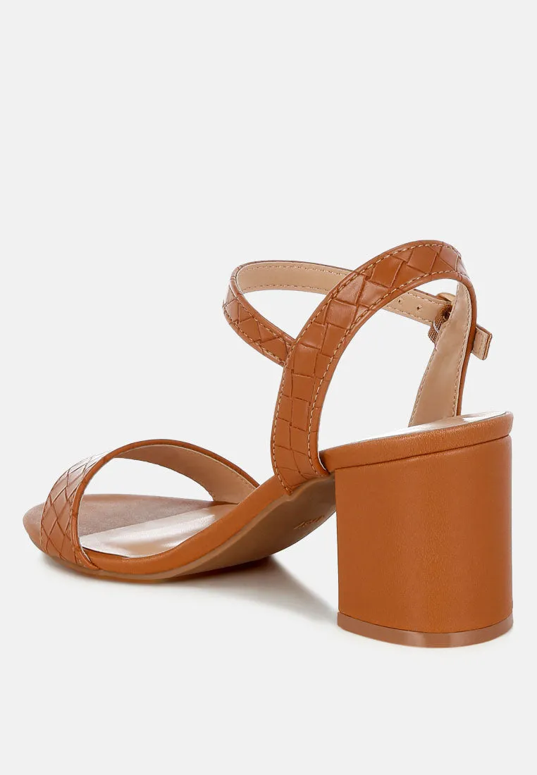 Poiret Woven Strap Block Heel Sandals