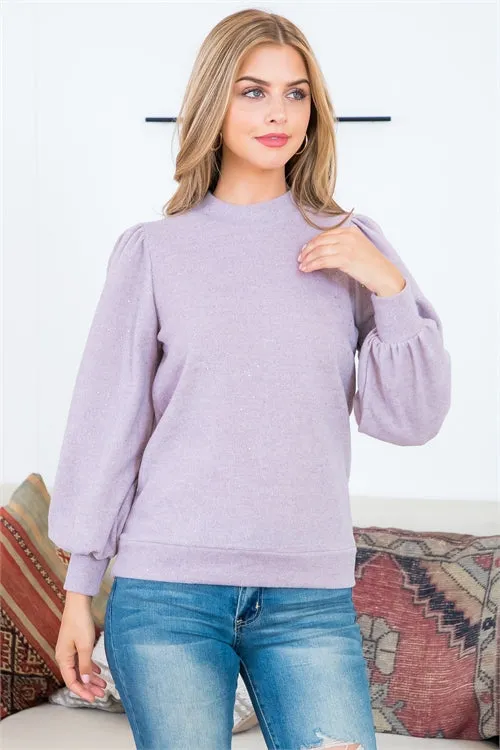 Puff Sleeve Crew Neckline Glitter Detail Top