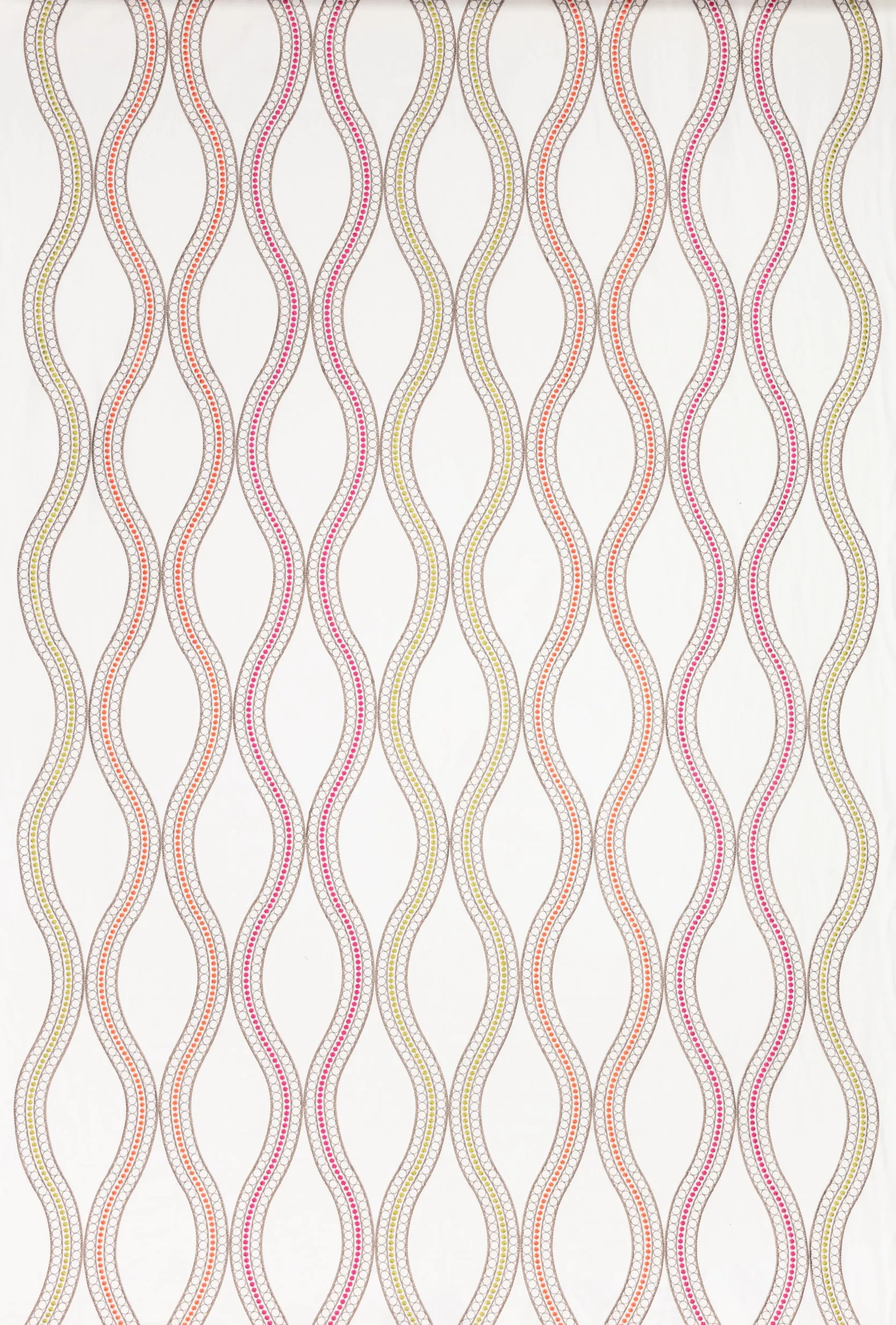 Quadrille Fabric: Le Cirque Embroidery - Custom Orange / Magenta / Green on White 100% Cotton