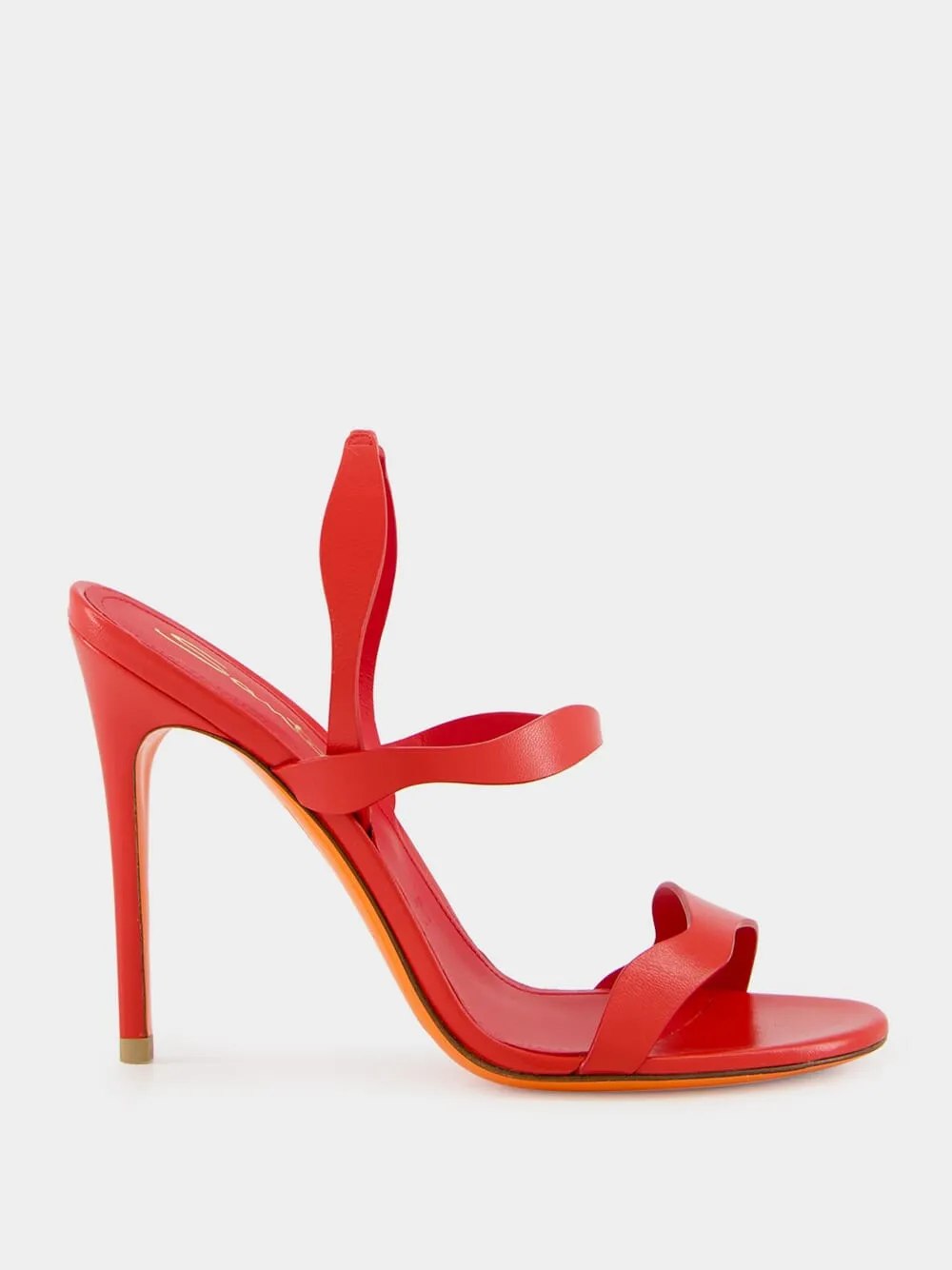 Red Leather High-Heel Sandals