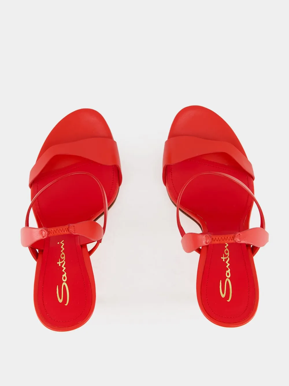 Red Leather High-Heel Sandals