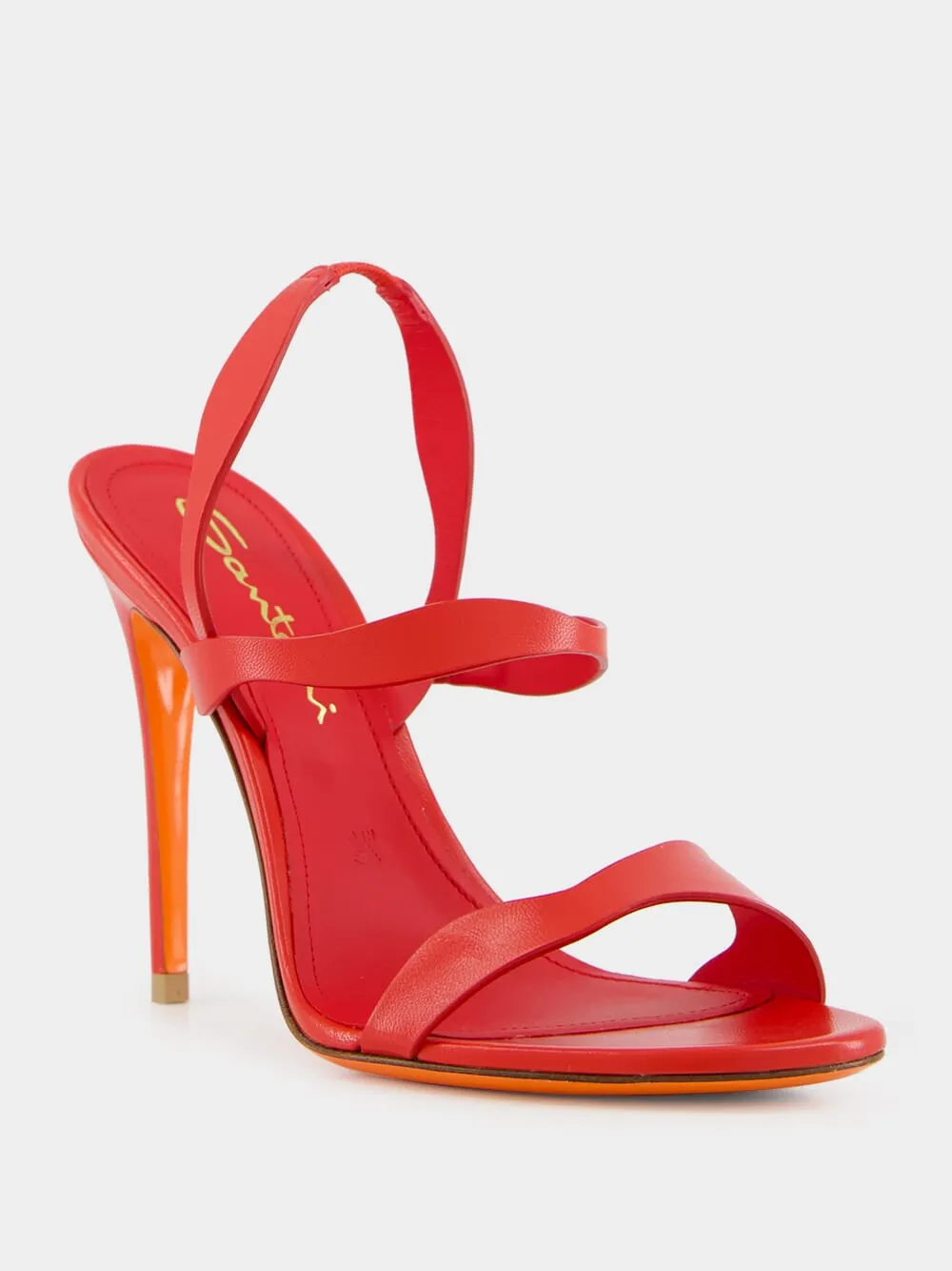Red Leather High-Heel Sandals
