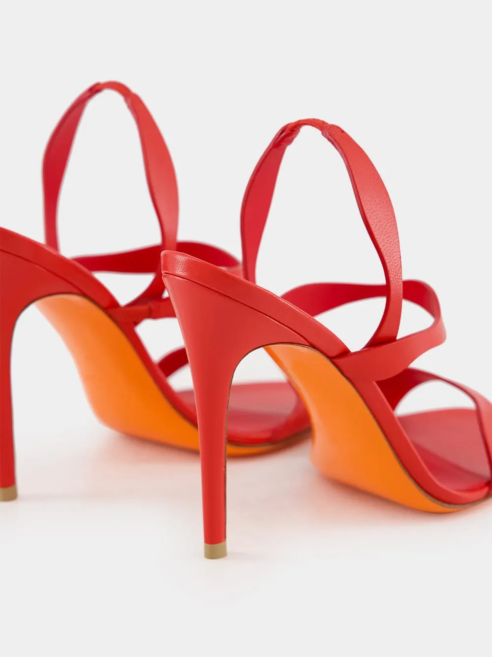Red Leather High-Heel Sandals