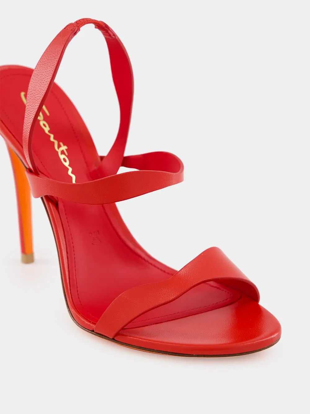 Red Leather High-Heel Sandals