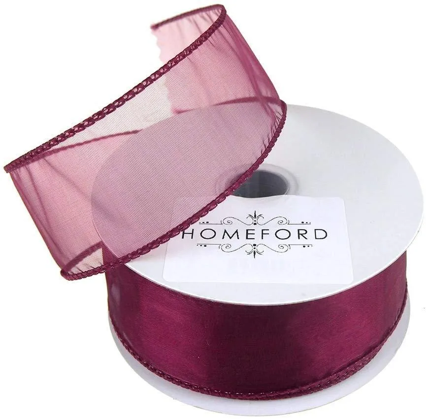 Sheer Organza Wired Edge Ribbon, 1-1/2-inch, 10-yard