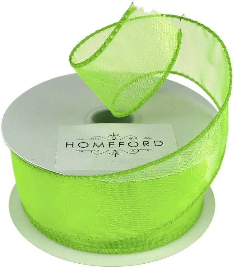 Sheer Organza Wired Edge Ribbon, 1-1/2-inch, 10-yard