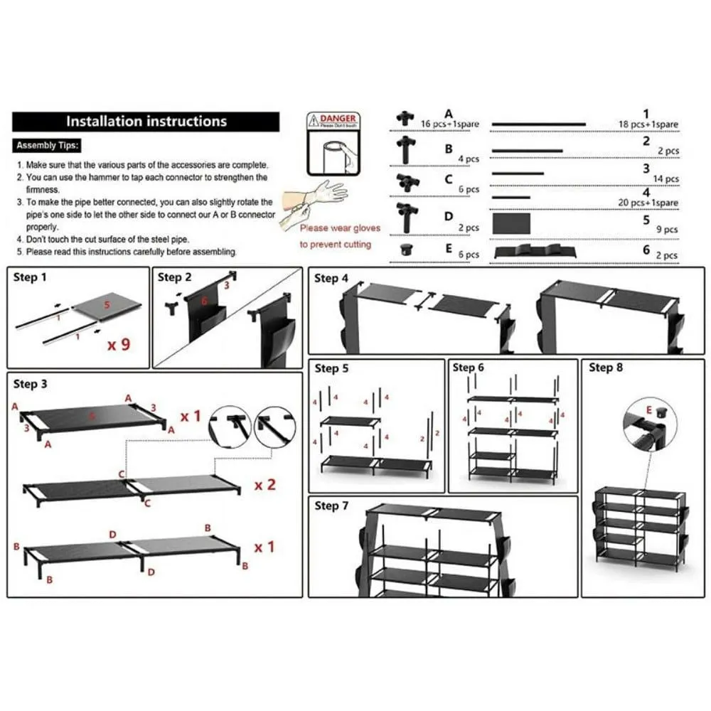 Shoe Rack with Pockets