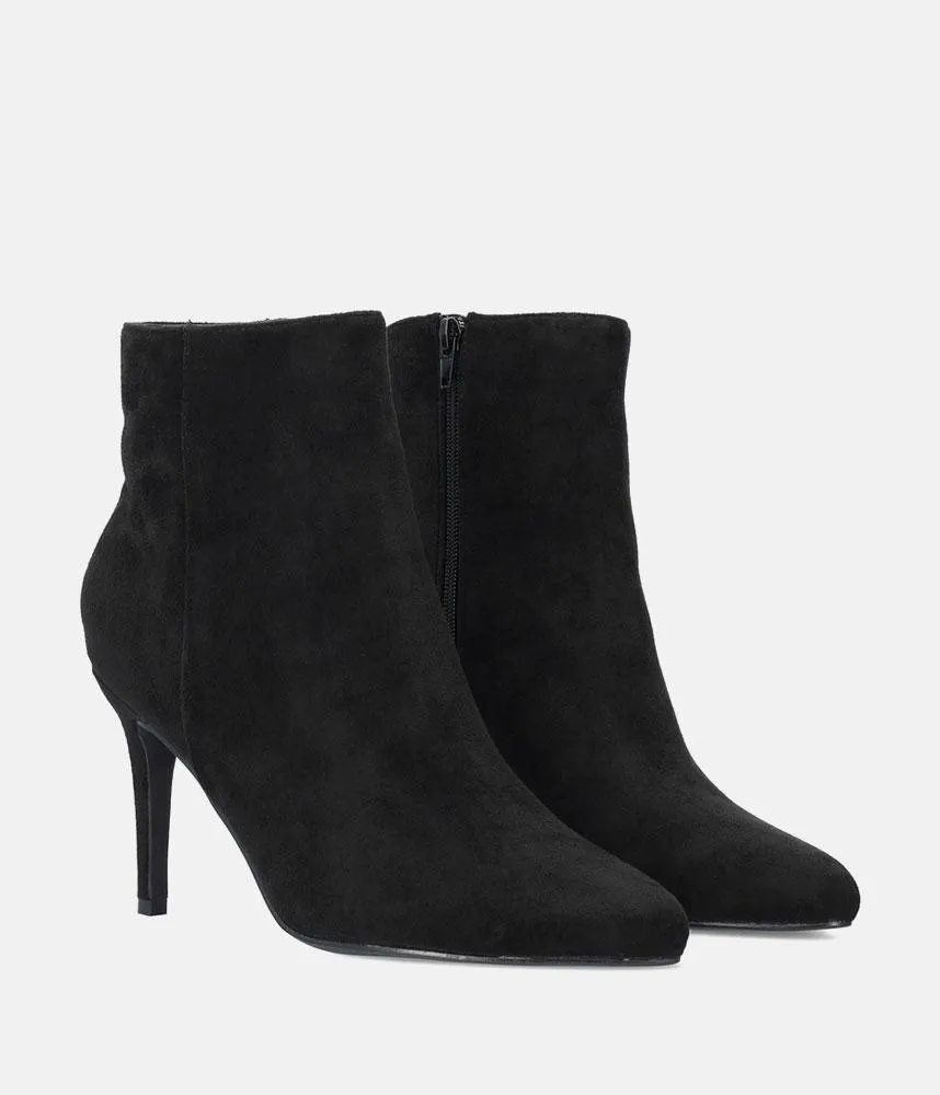 Sky High Black Suede Stiletto Heel Booties
