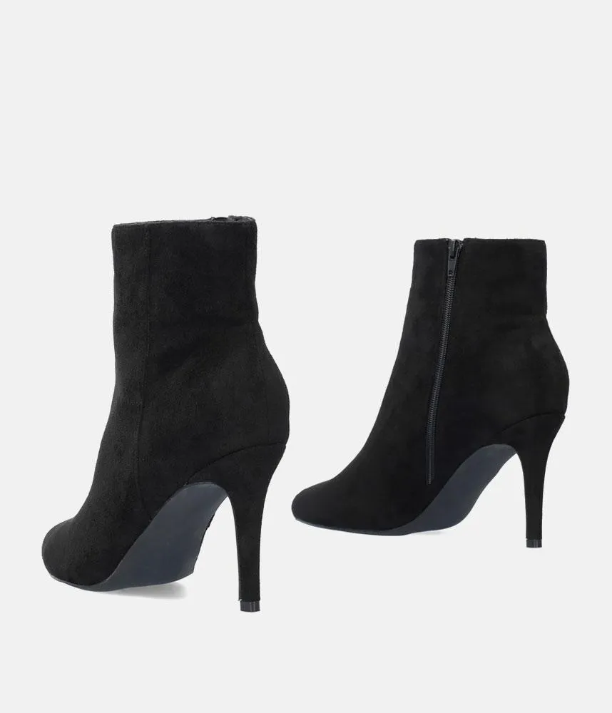 Sky High Black Suede Stiletto Heel Booties