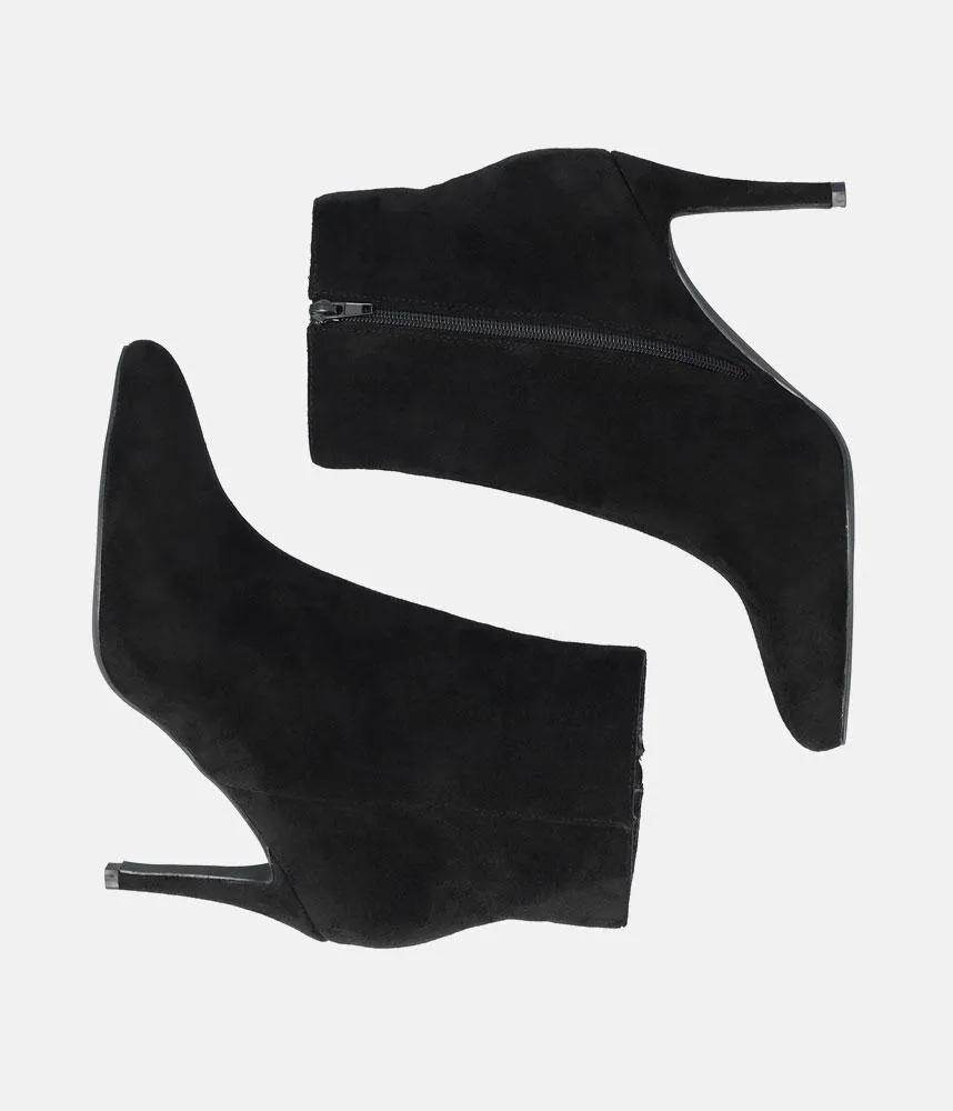 Sky High Black Suede Stiletto Heel Booties