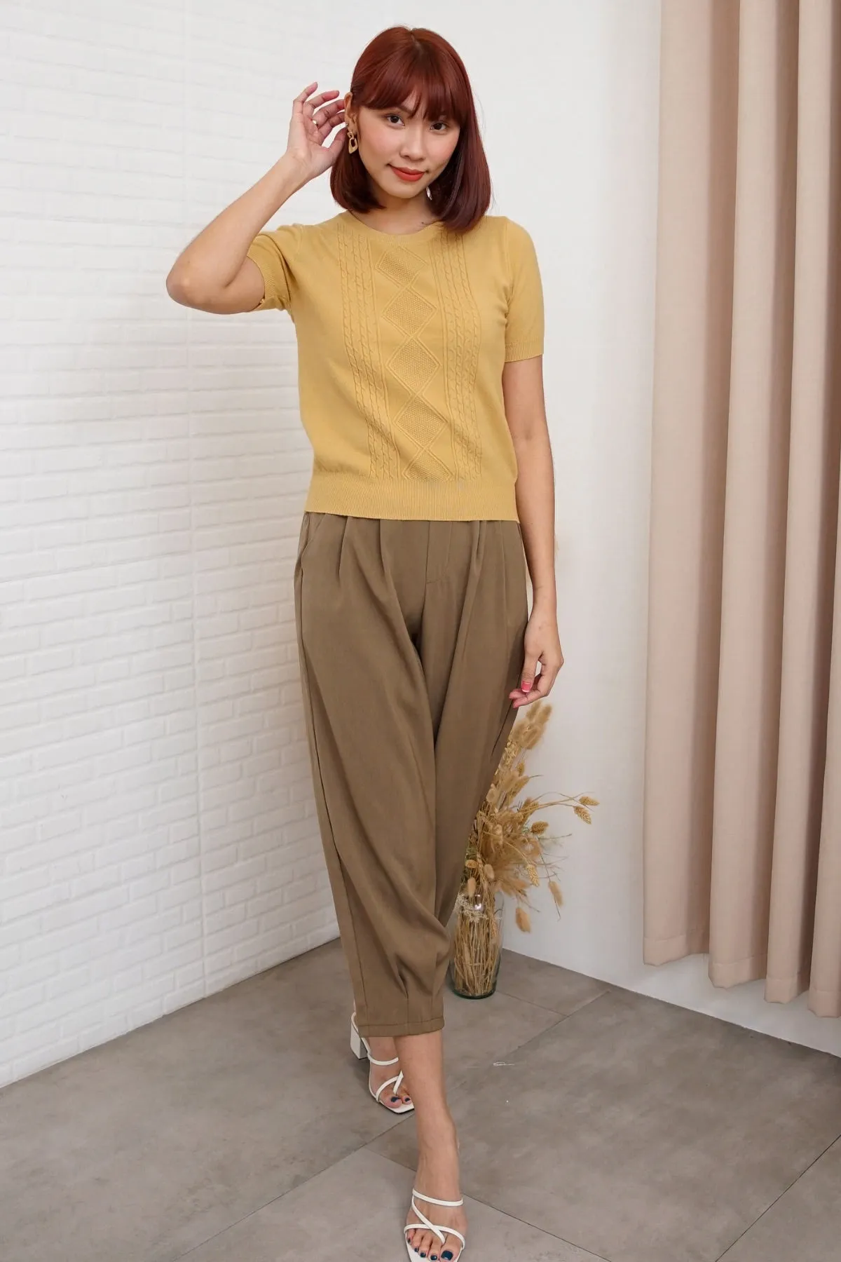 SLOANE Textured Knit Top (Warm Yellow)
