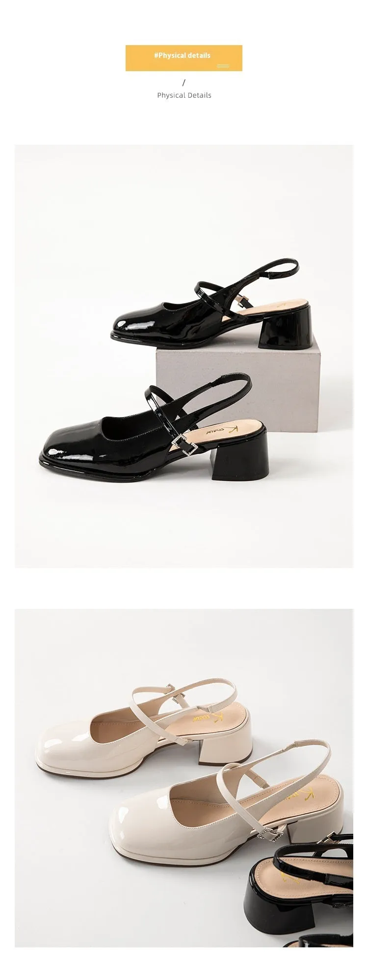 Square Toe High Heel And Fashion Retro Sandals