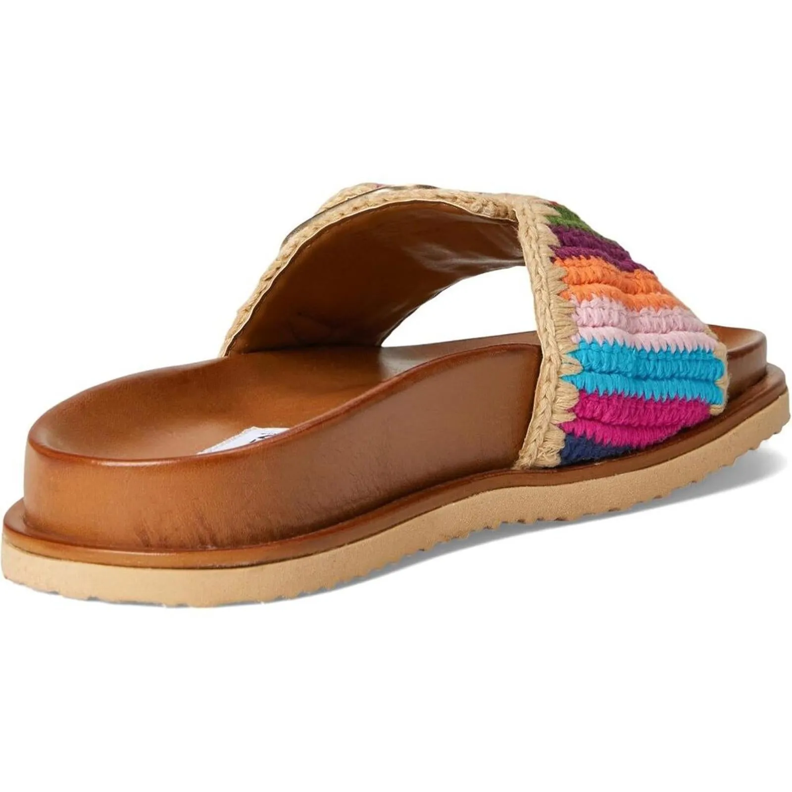 Steve Madden Shoes Memphis Bright Multi Raffia Buckle Slide Sandals