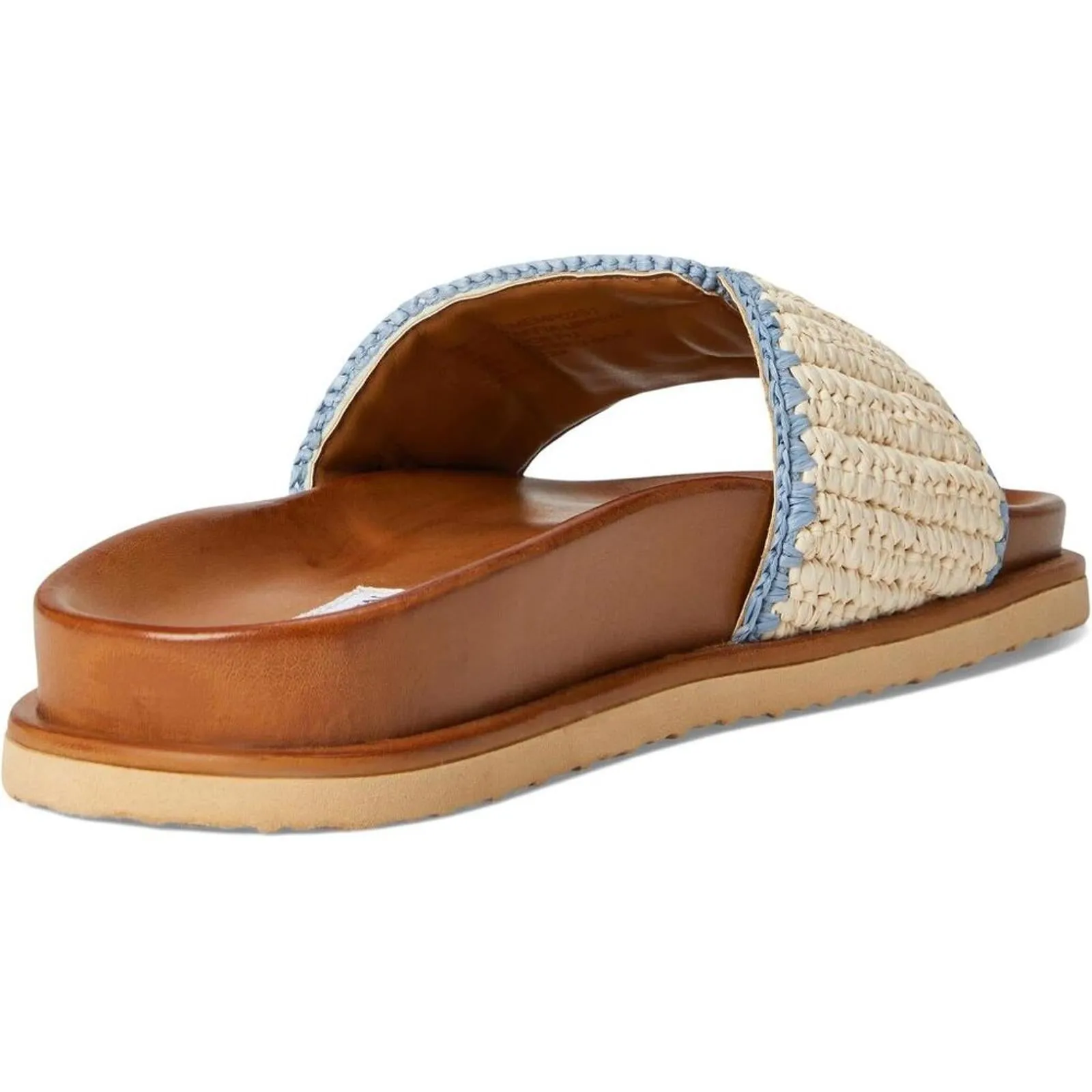 Steve Madden Shoes Memphis Ligh Blue Raffia Buckle Slide Sandals