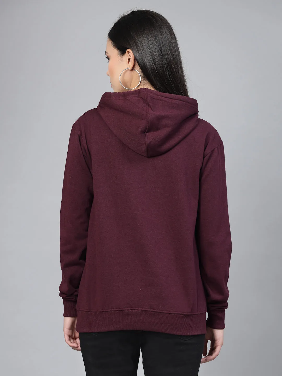 Style Quotient women maroon hooded oversized sweatshirt