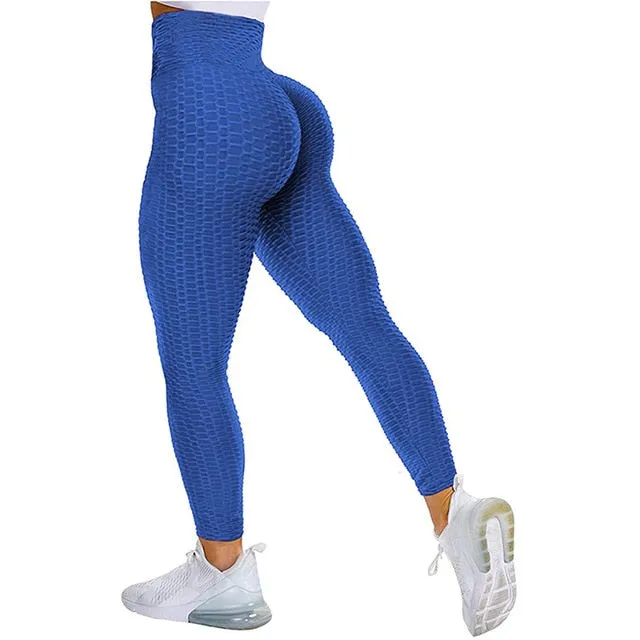 Textured High Rise Leggings - Red With Pockets