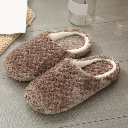 Warm Women Slippers - Cozy Plush Indoor Slip-On House Shoes for Autumn Winter Comfort