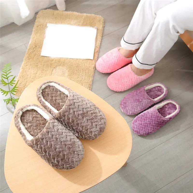 Warm Women Slippers - Cozy Plush Indoor Slip-On House Shoes for Autumn Winter Comfort