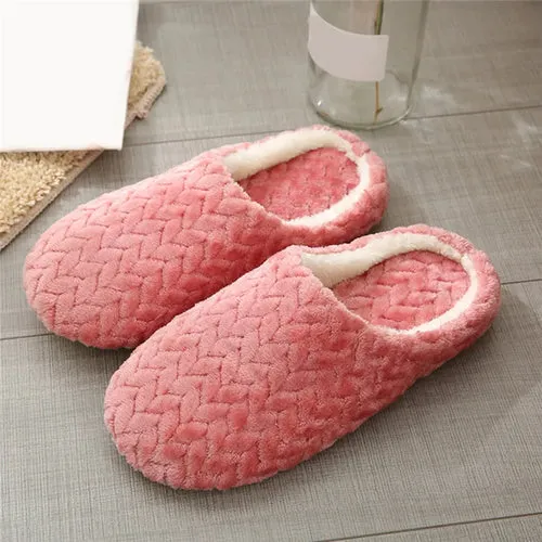 Warm Women Slippers - Cozy Plush Indoor Slip-On House Shoes for Autumn Winter Comfort
