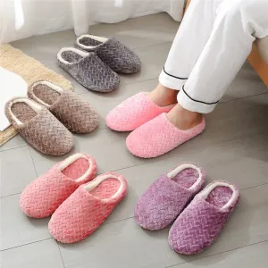 Warm Women Slippers - Cozy Plush Indoor Slip-On House Shoes for Autumn Winter Comfort