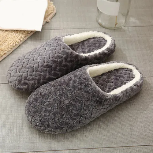 Warm Women Slippers - Cozy Plush Indoor Slip-On House Shoes for Autumn Winter Comfort