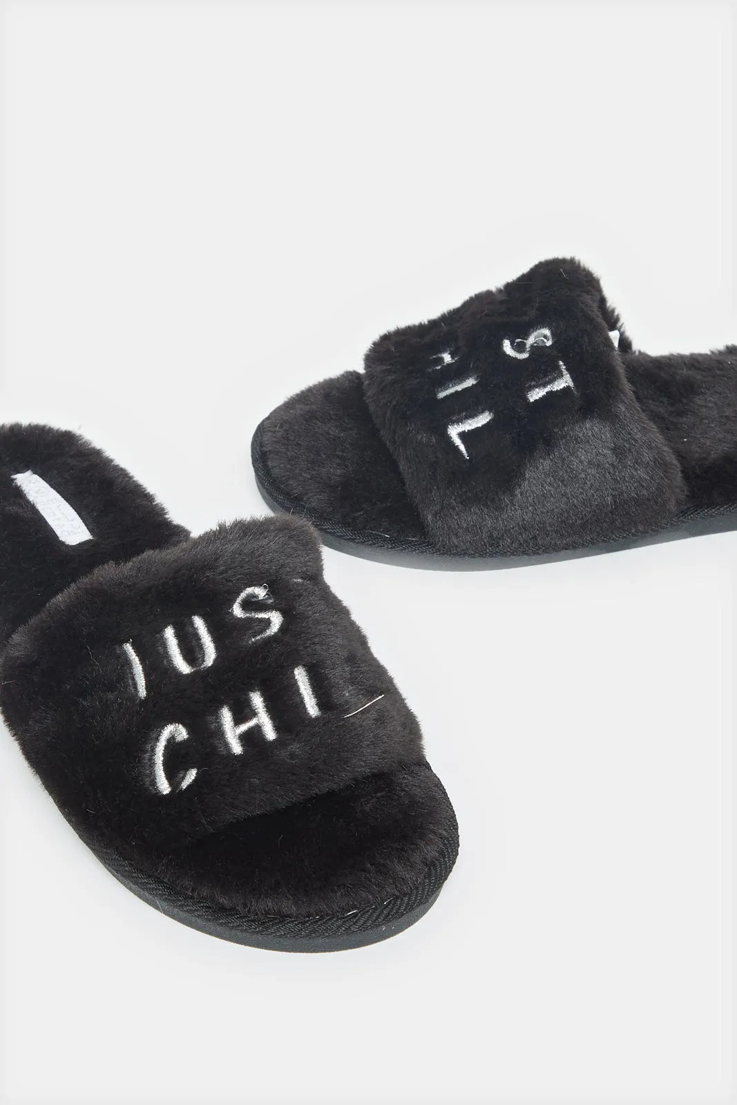 Women Black Embroidered Mule