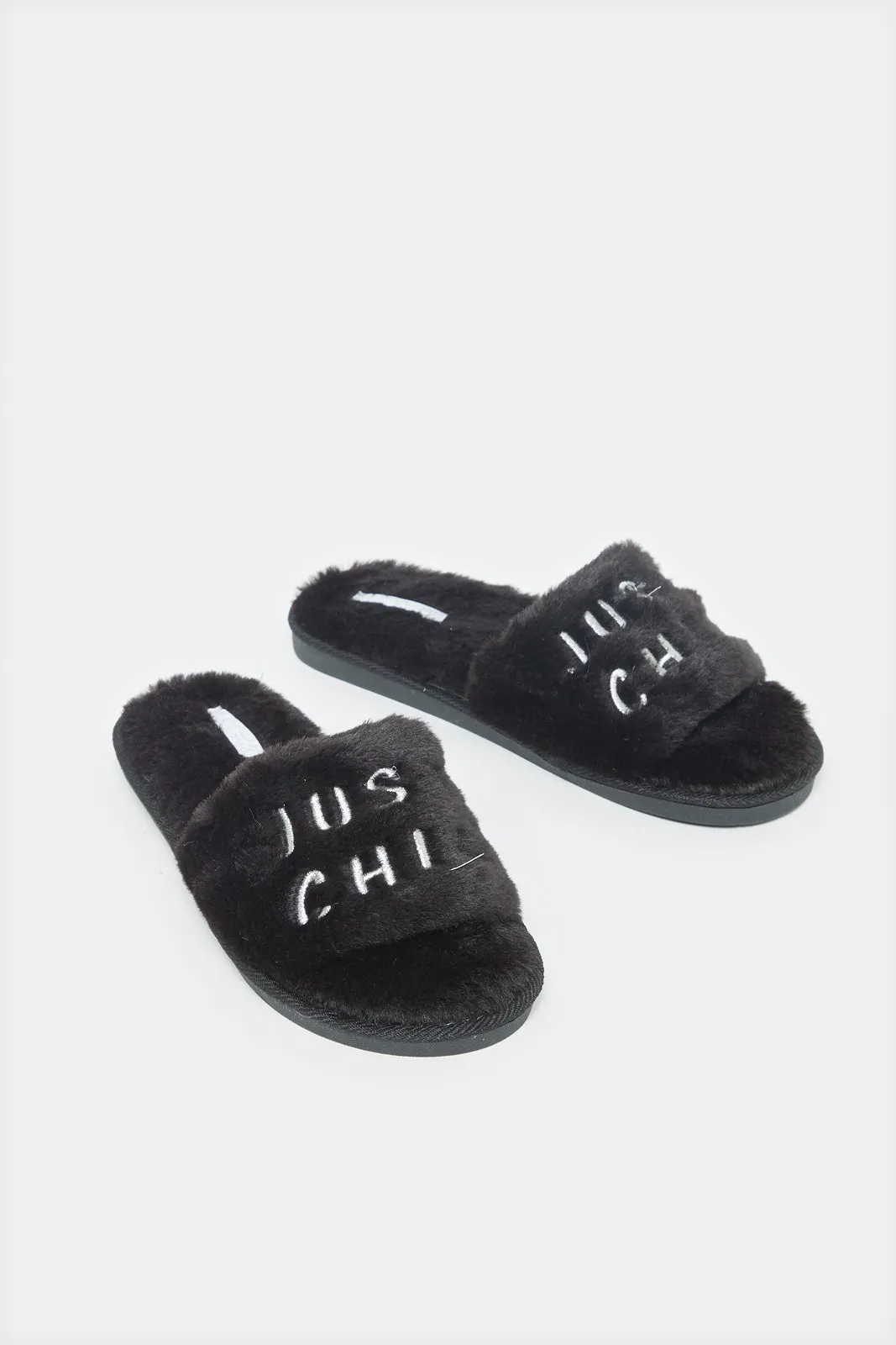 Women Black Embroidered Mule