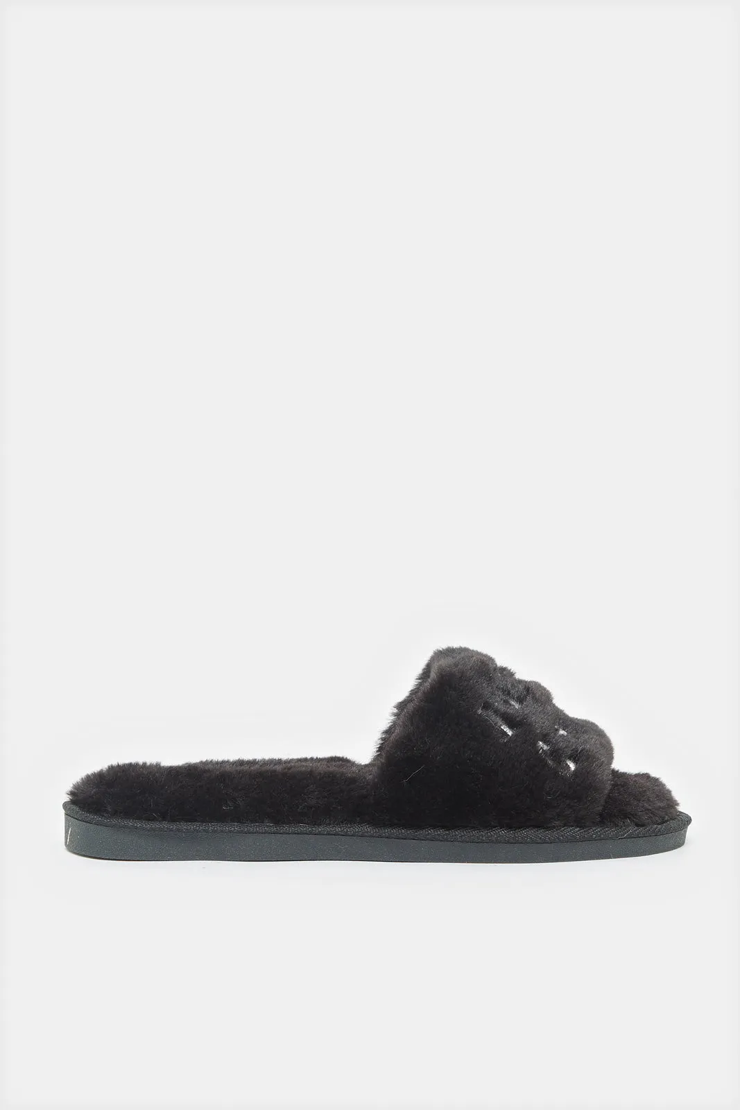 Women Black Embroidered Mule