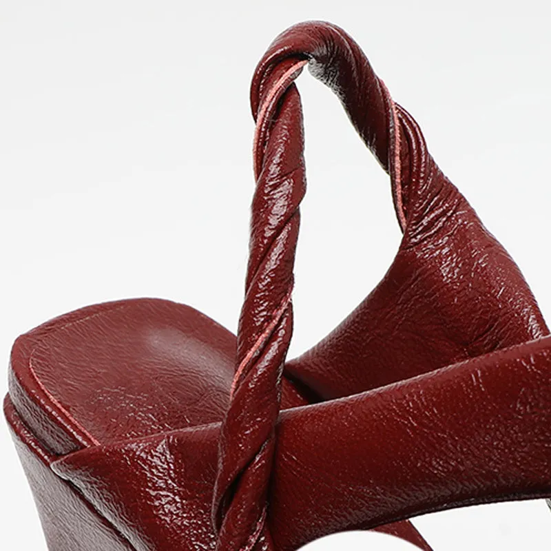 Women's Fashion Leather High Heel Toe Cap Sandals