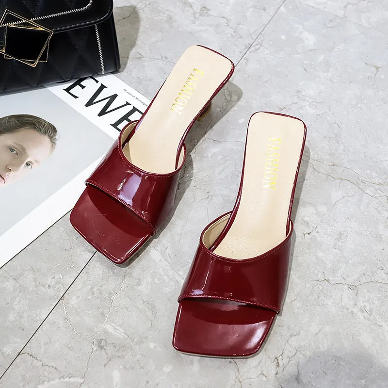 Women’s High Heel Peep Toe Slippers: Square Toe, Perfect for Summer